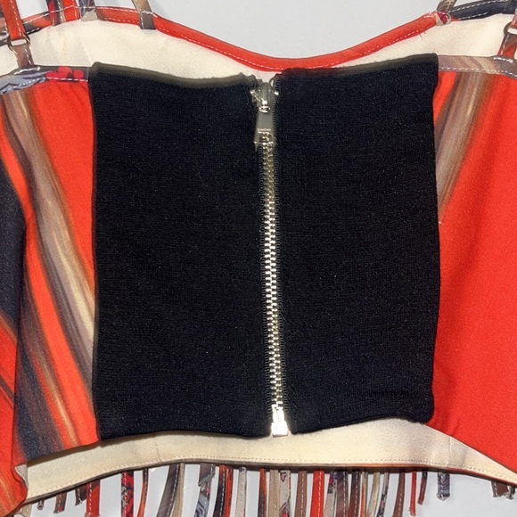 Bebe earthy colored fringe crop top size extra small. Great idea for costume! - Picture 6 of 12